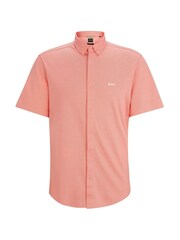 BOSS Pink Regular Fit 100% Cotton Pique Short Sleeve Shirt - Image 6 of 6