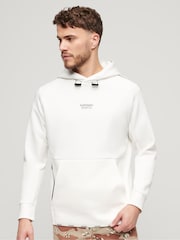 Blanco - Sudadera deportiva holgada con capucha con logo Tech de Superdry - Imagen 1 de 3