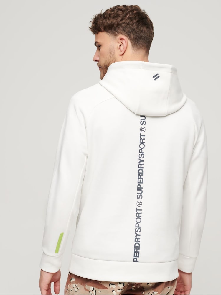 Blanco - Sudadera deportiva holgada con capucha con logo Tech de Superdry - Imagen 2 de 3