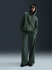 Nike Dark Green Oversized Sportswear Phoenix Fleece Mini Swoosh Pullover Hoodie - Image 1 of 4