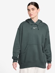 Nike Dark Green Oversized Sportswear Phoenix Fleece Mini Swoosh Pullover Hoodie - Image 2 of 4