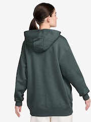 Nike Dark Green Oversized Sportswear Phoenix Fleece Mini Swoosh Pullover Hoodie - Image 3 of 4