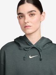 Nike Dark Green Oversized Sportswear Phoenix Fleece Mini Swoosh Pullover Hoodie - Image 4 of 4