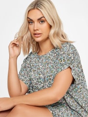 Yours Curve Black Ditsy Floral Print Shift Dress - Image 4 of 5