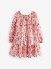 Baker by Ted Baker Gold All Over Sequin Bow Back Dress - Image 7 of 9