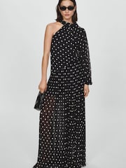 Mango Black Asymmetrical Printed Blouse - Image 1 of 6