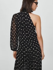Mango Black Asymmetrical Printed Blouse - Image 3 of 6