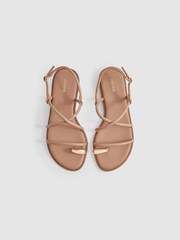 Reiss Nude Molly Strappy Leather Sandals with Toe Ring - Image 3 of 5