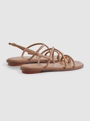 Reiss Nude Molly Strappy Leather Sandals with Toe Ring - Image 4 of 5