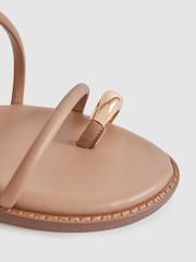 Reiss Nude Molly Strappy Leather Sandals with Toe Ring - Image 5 of 5