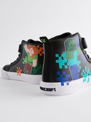 Black Minecraft Elastic Lace High Top Trainers - Image 3 of 5
