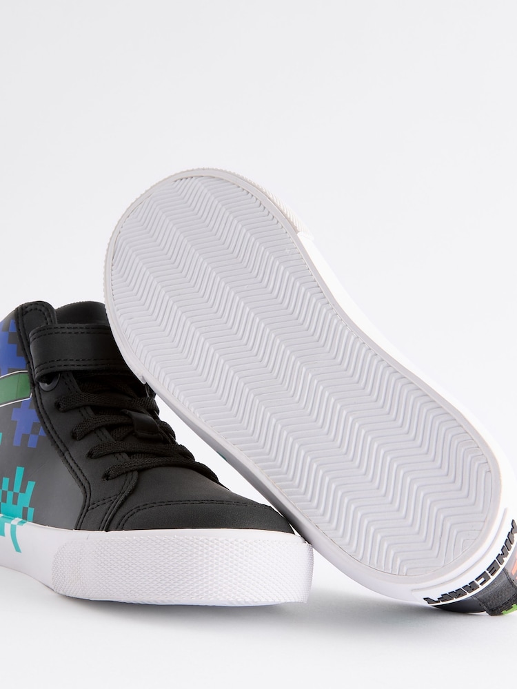 Black Minecraft Elastic Lace High Top Trainers - Image 4 of 5