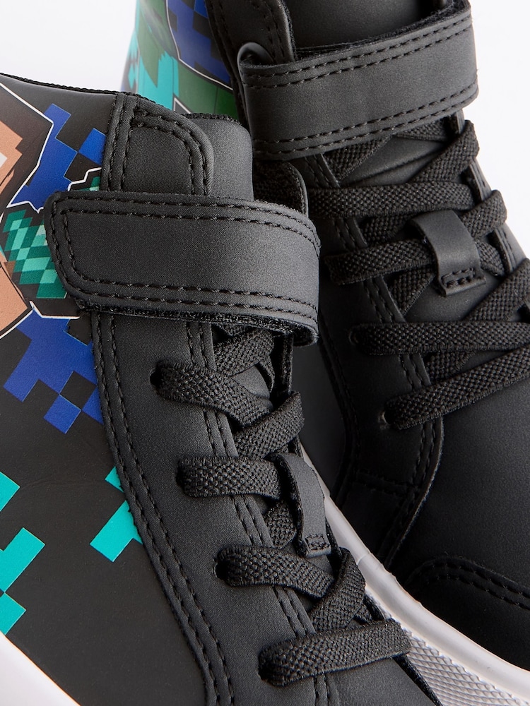 Black Minecraft Elastic Lace High Top Trainers - Image 5 of 5