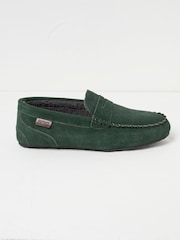 FatFace Dark Green Suede Moccasin Slippers - Image 1 of 3