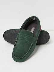 FatFace Dark Green Suede Moccasin Slippers - Image 2 of 3