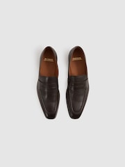 Темно-коричневый - Reiss Gartlett Leather Saddle лоферы - Image 3 of 5