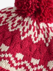 Red Fairisle Pattern Pom Hat (3mths-16yrs) - Image 2 of 2