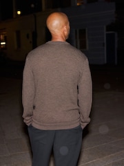 Brown Signature 100% Merino Textured Crew Jumper - Image 3 of 7