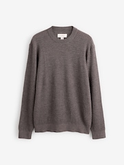 Brown Signature 100% Merino Textured Crew Jumper - Image 5 of 7