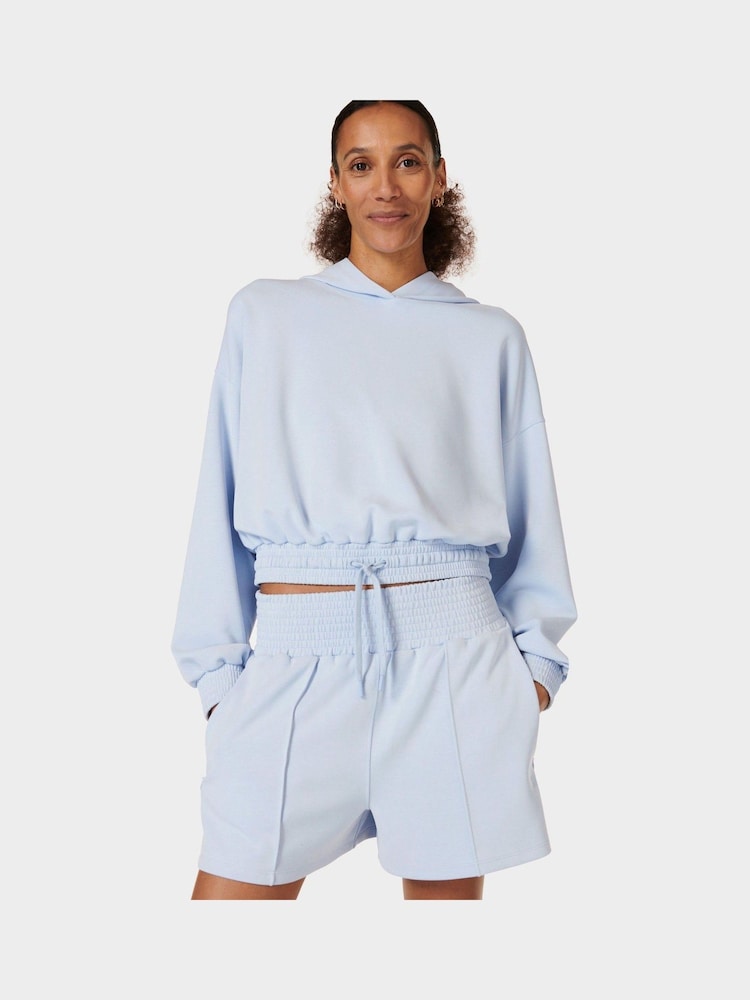 Sweaty Betty Breeze Blue Sand Wash CloudWeight Crop Hoodie - Image 1 of 5
