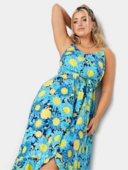 Yours Curve Blue Frilled Hem Dress - Image 4 of 4