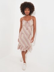 Joe Browns Pink Candy Stripe Seersucker Sundress with Frill Detail - Image 1 of 1