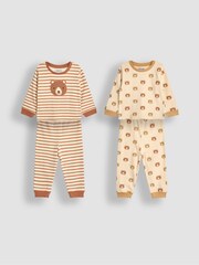 JoJo Maman Bébé Brown Bear Pyjamas 2 Pack - Image 1 of 10