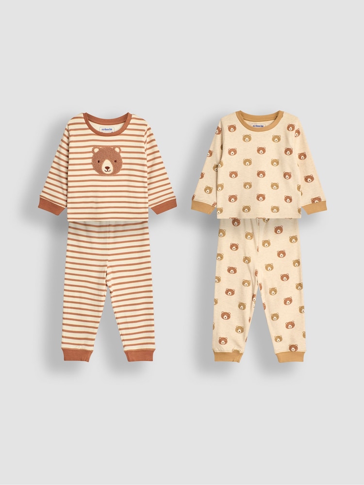 JoJo Maman Bébé Brown Bear Pyjamas 2 Pack - Image 1 of 10