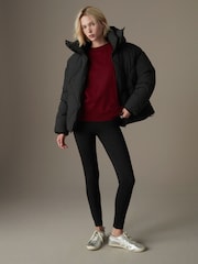 Black Shower Resistant Textured Padded Hooded Jacket - Image 2 of 9