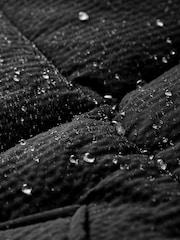 Black Shower Resistant Textured Padded Hooded Jacket - Image 7 of 9
