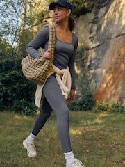 Slate Grey Scoop Ribbed Long Sleeve Top - Image 4 of 7