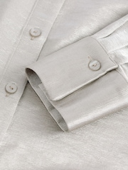 Silver Textured Metallic Satin Shirt - Image 7 of 9