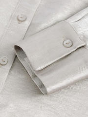 Silver Textured Metallic Satin Shirt - Image 9 of 9