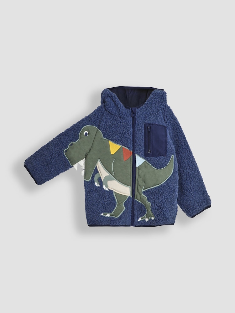 JoJo Maman Bébé Navy Hooded Appliqué Teddy Fleece - Image 1 of 4