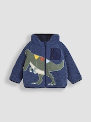 JoJo Maman Bébé Navy Hooded Appliqué Teddy Fleece - Image 3 of 4