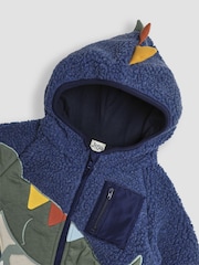 JoJo Maman Bébé Navy Hooded Appliqué Teddy Fleece - Image 4 of 4