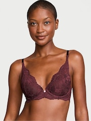 Victoria's Secret Burgundy Purple Lace Half Pad Plunge Bra - Image 1 of 3