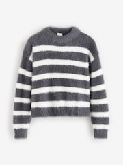 Black Mono Fluffy Jumper - Image 1 of 3