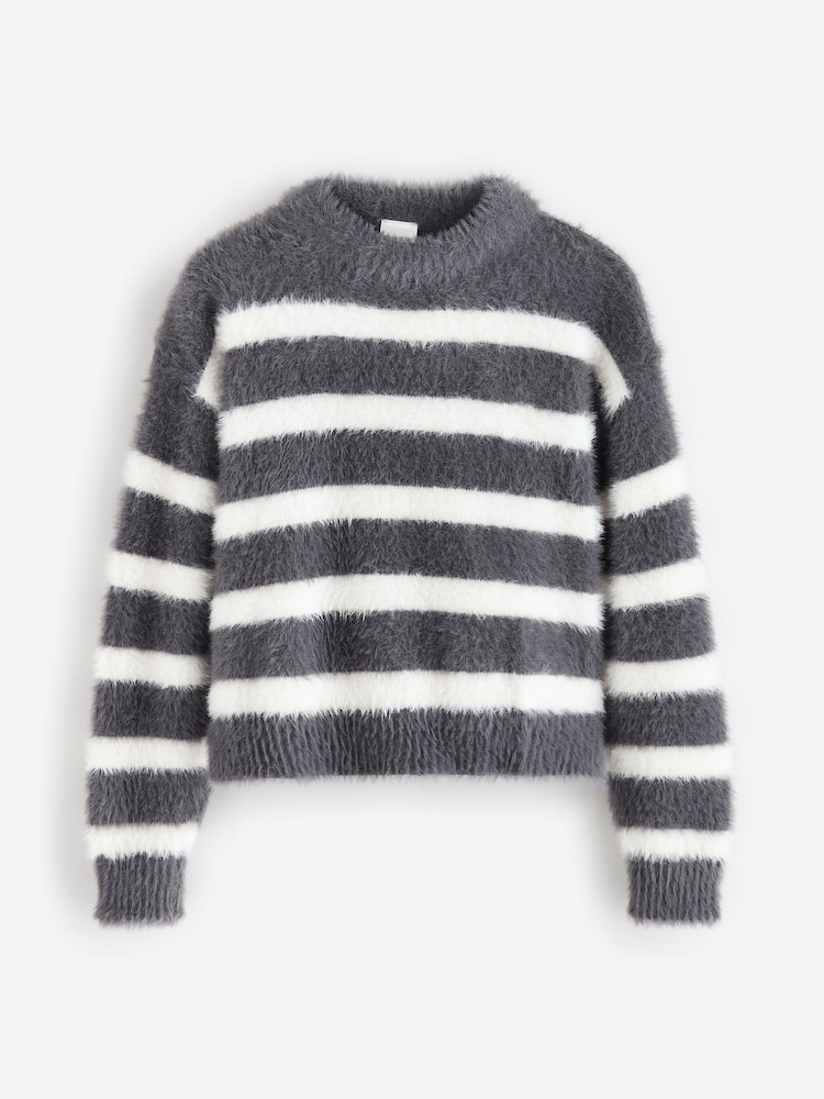 Black Mono Fluffy Jumper - Image 1 of 3
