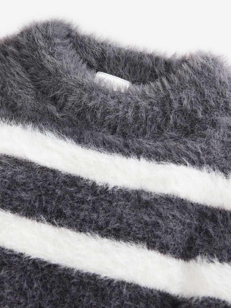 Black Mono Fluffy Jumper - Image 2 of 3