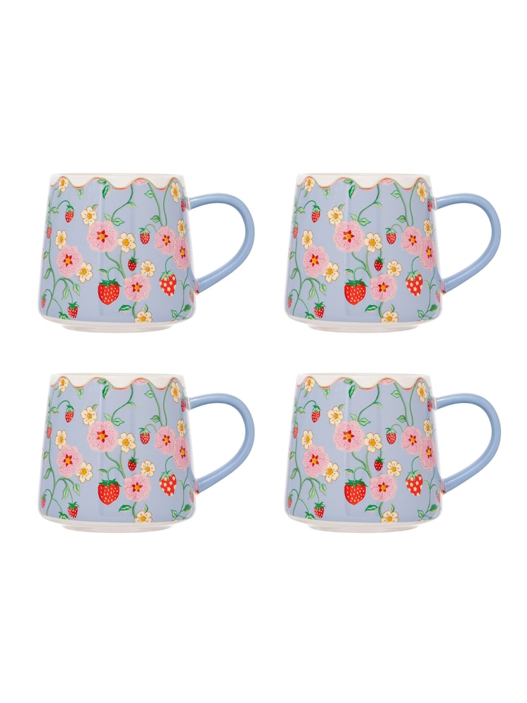 Cath Kidston Blue Strawberry Billie Mug Set Of 4 - Image 2 of 4