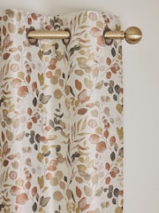 Metallic Bronze Floral Jacquard Eyelet Lined Curtains - Image 1 of 4