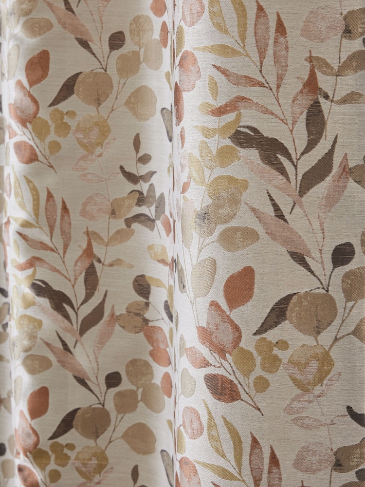 Metallic Bronze Floral Jacquard Eyelet Lined Curtains - Image 4 of 4