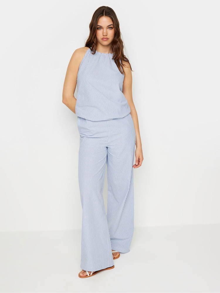 Long Tall Sally Blue Stripe Halter Neck Top - Image 3 of 6