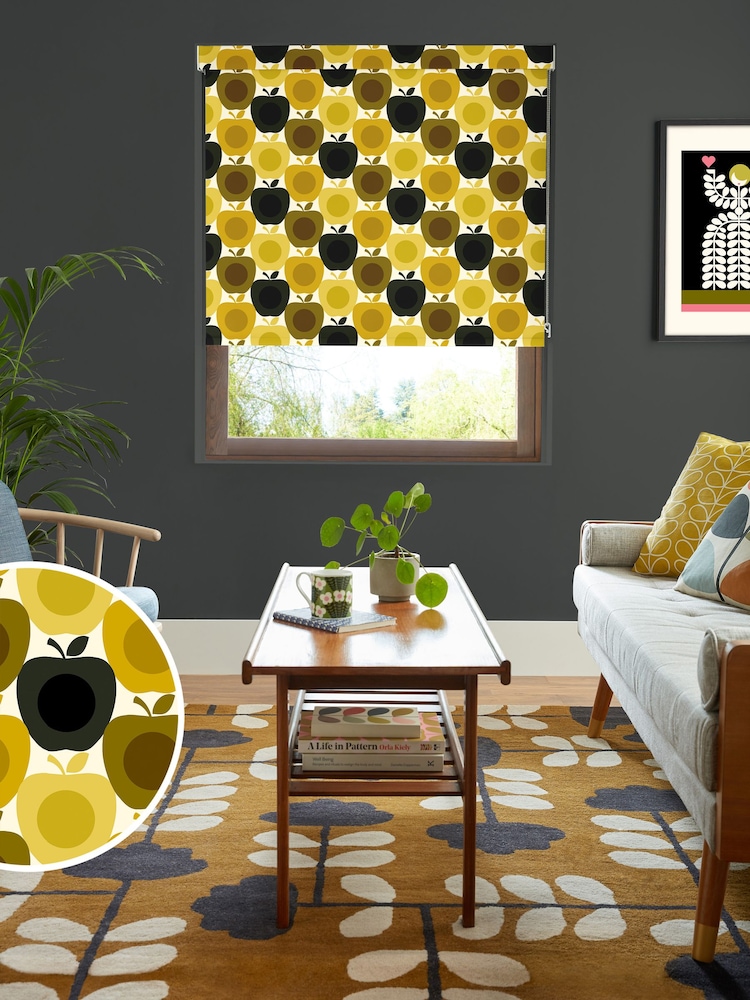 Orla Kiely Yellow Multi Apples Made to Measure Roller Blinds - Image 1 of 6