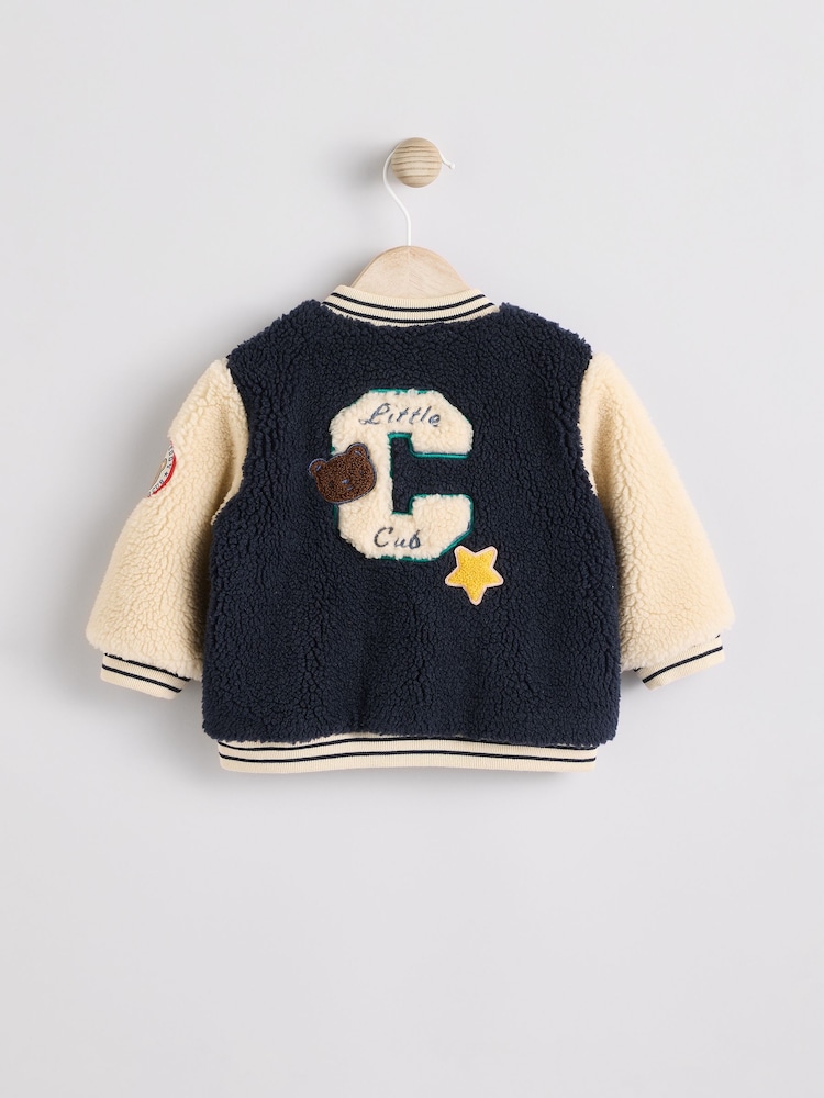 Navy Blue Baby Borg Hooded Fleece Jacket (0mths-2yrs) - Image 1 of 11