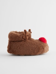 Brown Reindeer Christmas Slipper Boots - Image 2 of 7