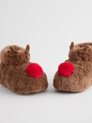 Brown Reindeer Christmas Slipper Boots - Image 3 of 7