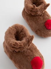 Brown Reindeer Christmas Slipper Boots - Image 4 of 7