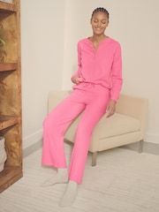 Pink Waffle Long Sleeve Pyjamas - Image 1 of 11